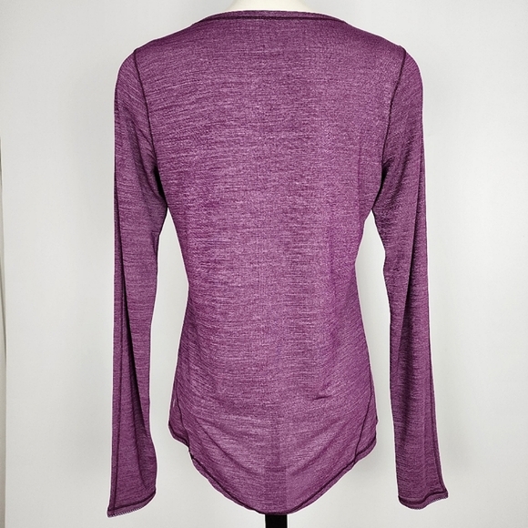 Lululemon Lightweight Long Sleeves Top Heathered Purple Semi Sheer Stretch Sz 8 - Picture 2 of 8
